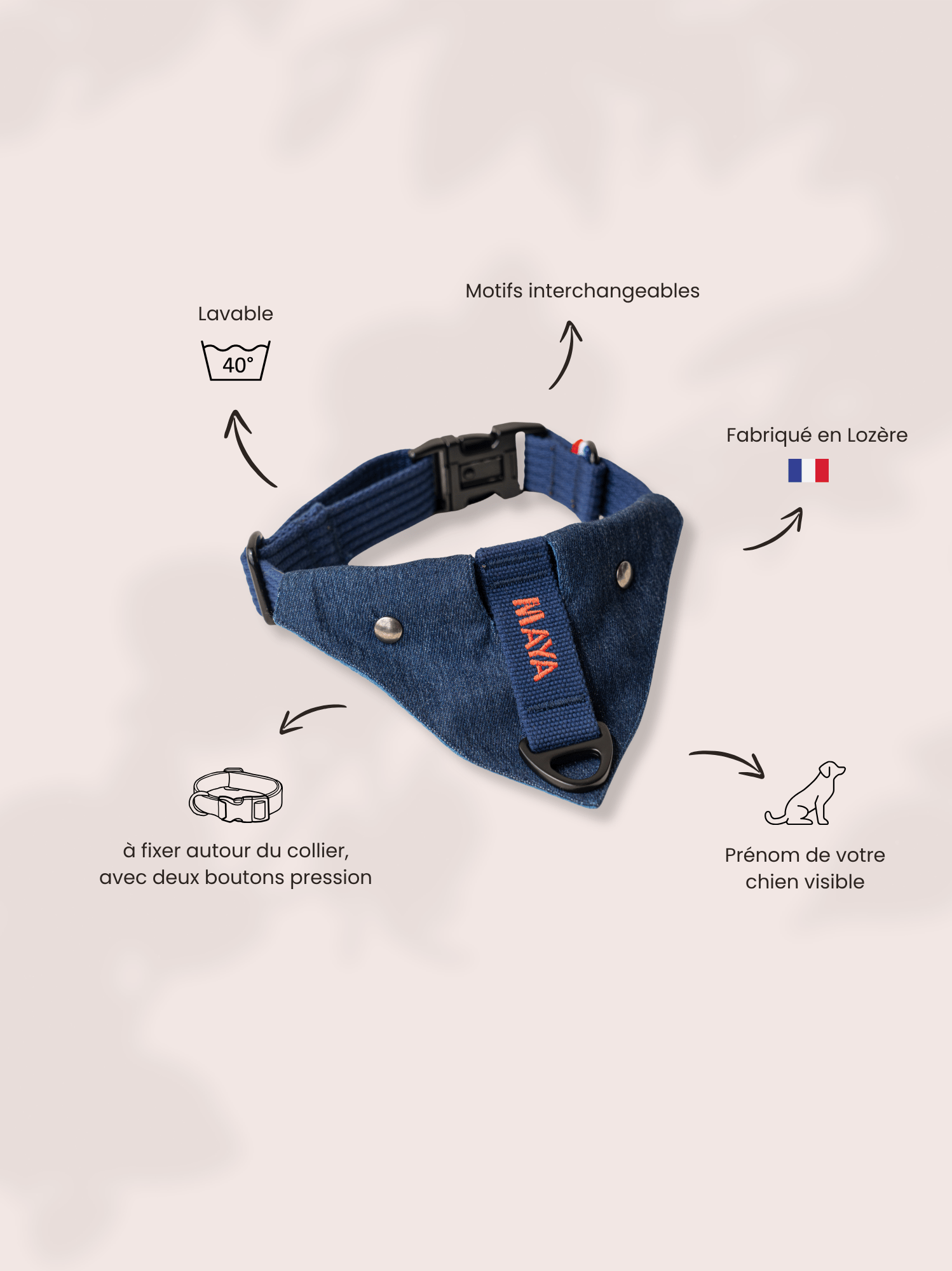 Bandana à fixer Denim