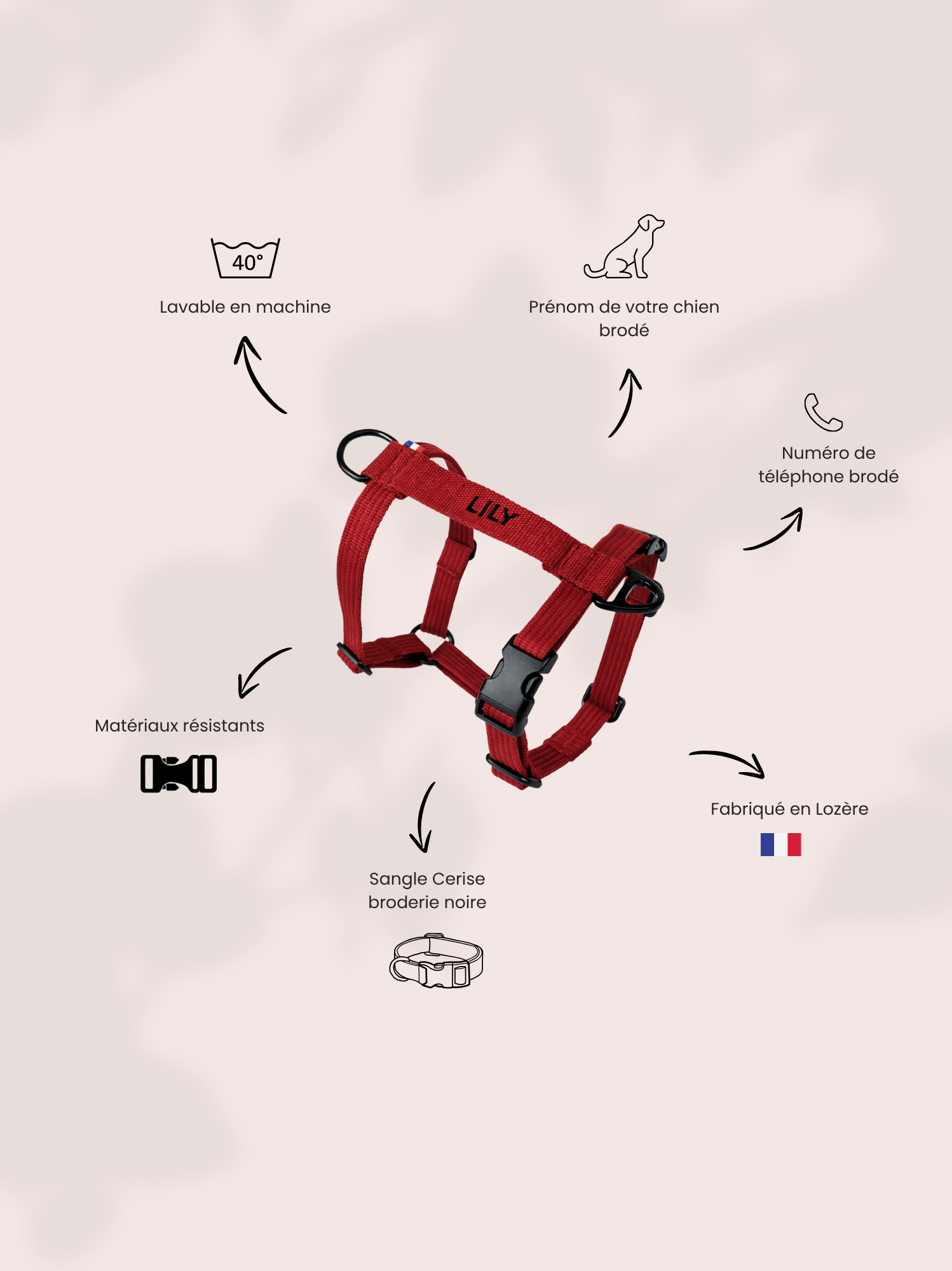 Harnais classique Cerise