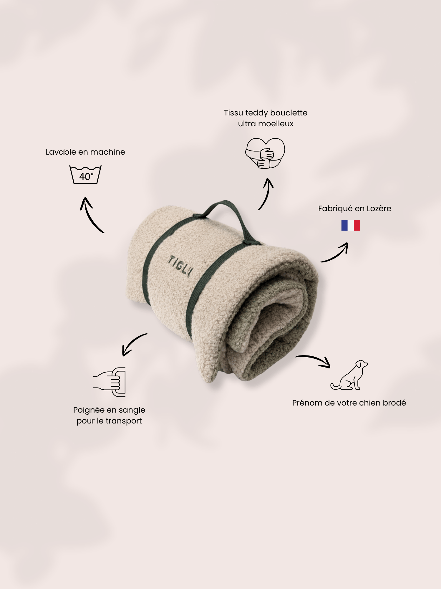 Couverture Teddy Bouclette Beige Kaki