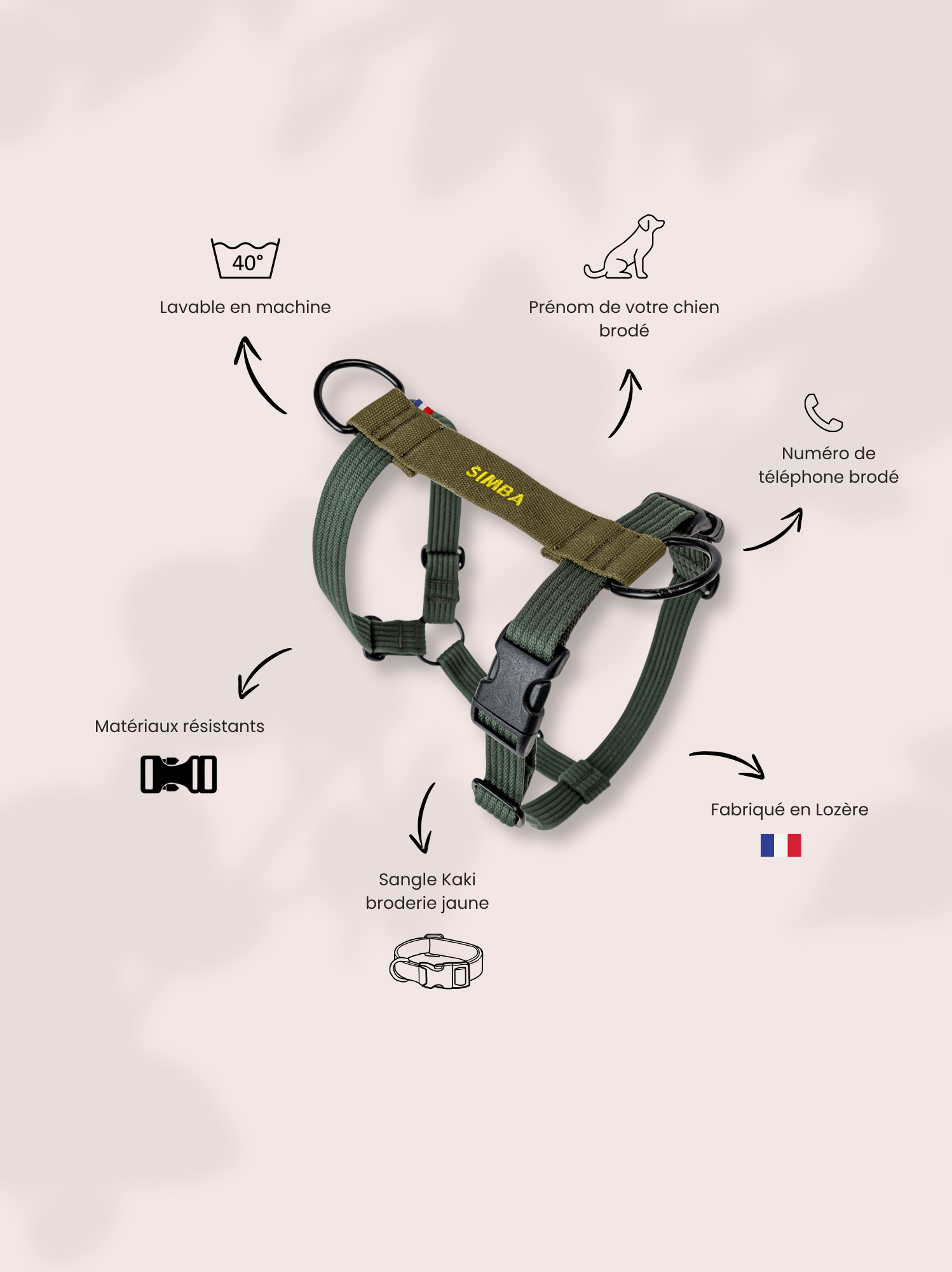 Harnais classique Kaki