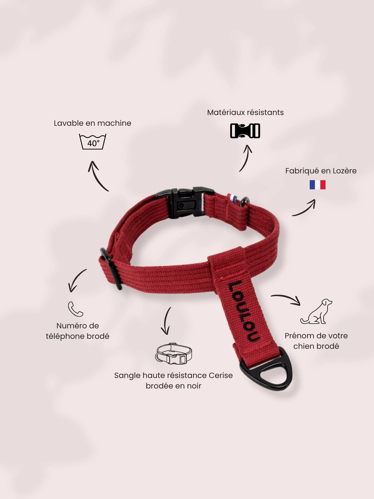 Collier signature Cerise noir