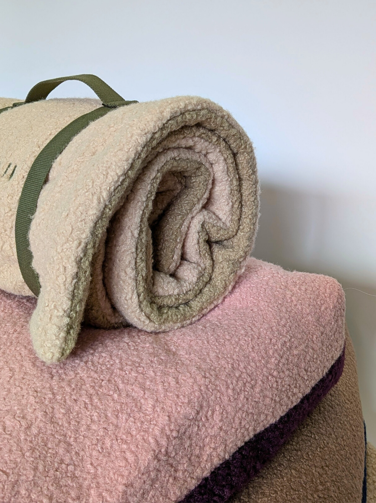 Couverture Teddy Bouclette Beige Kaki