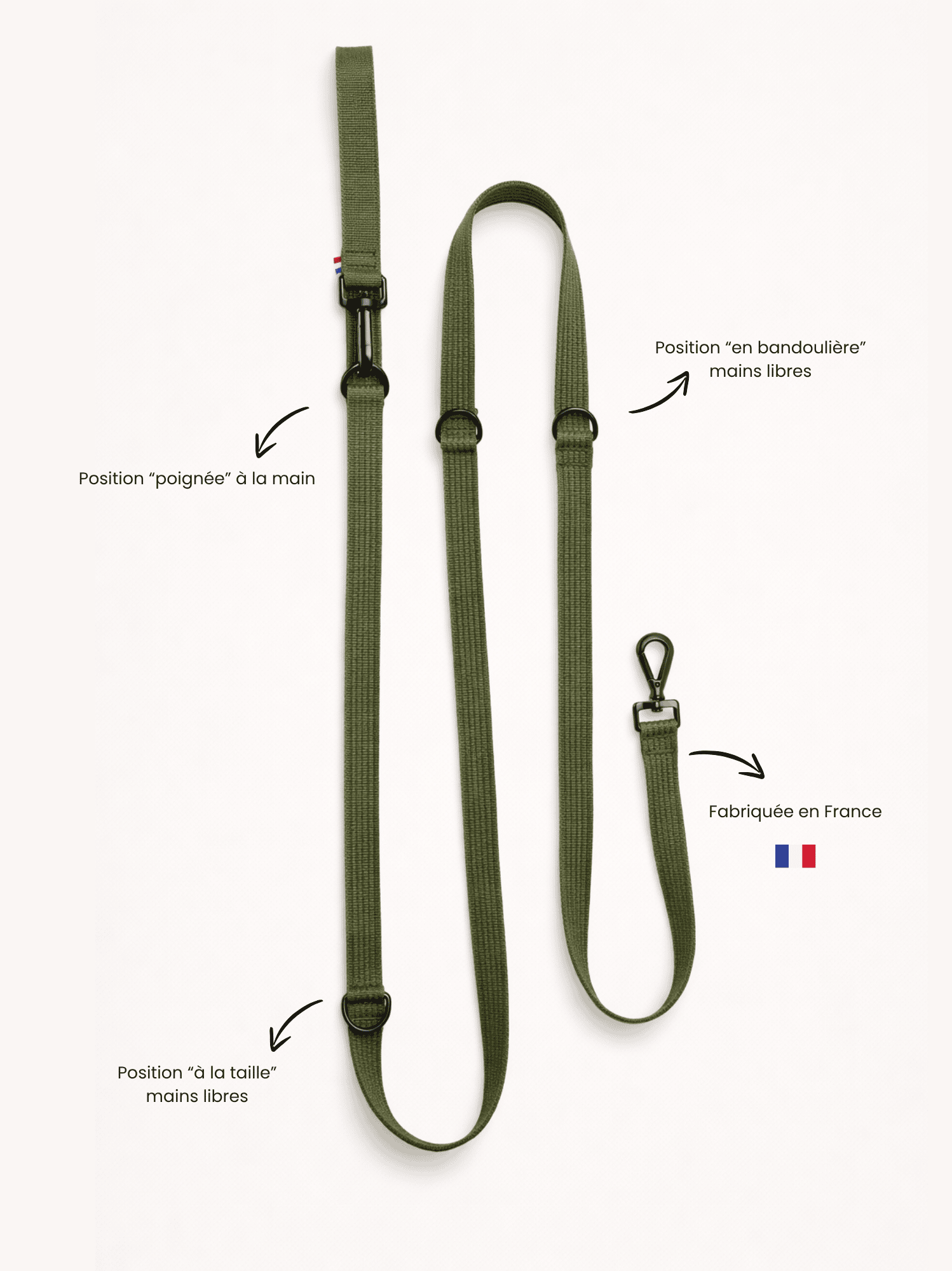 Laisse modulable Kaki