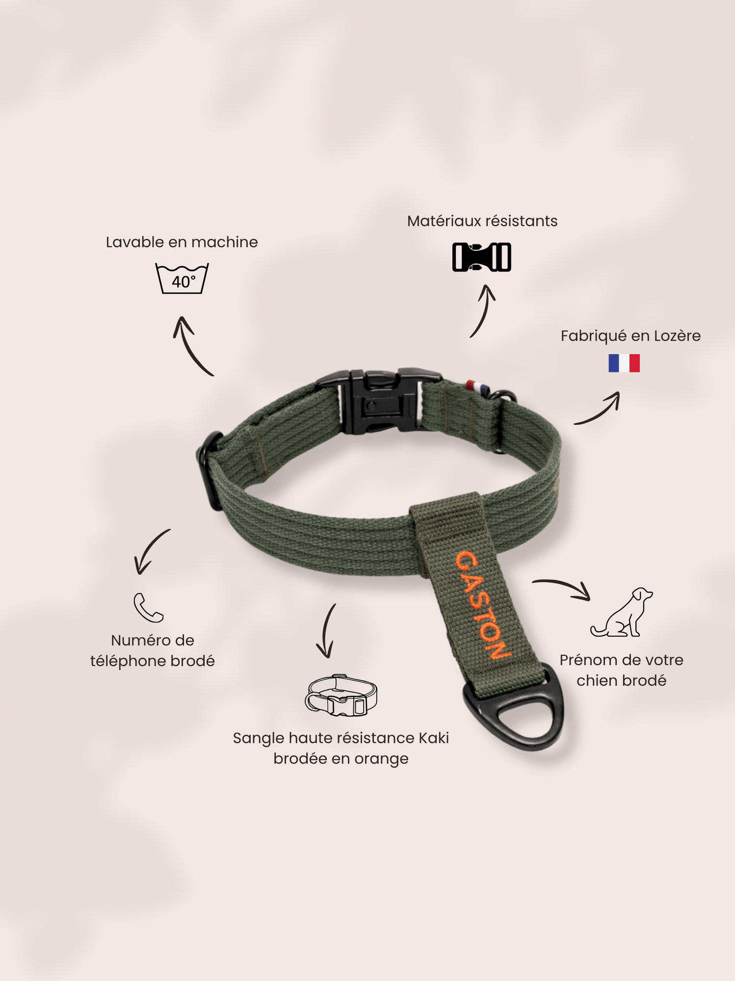 Collier signature Kaki orange