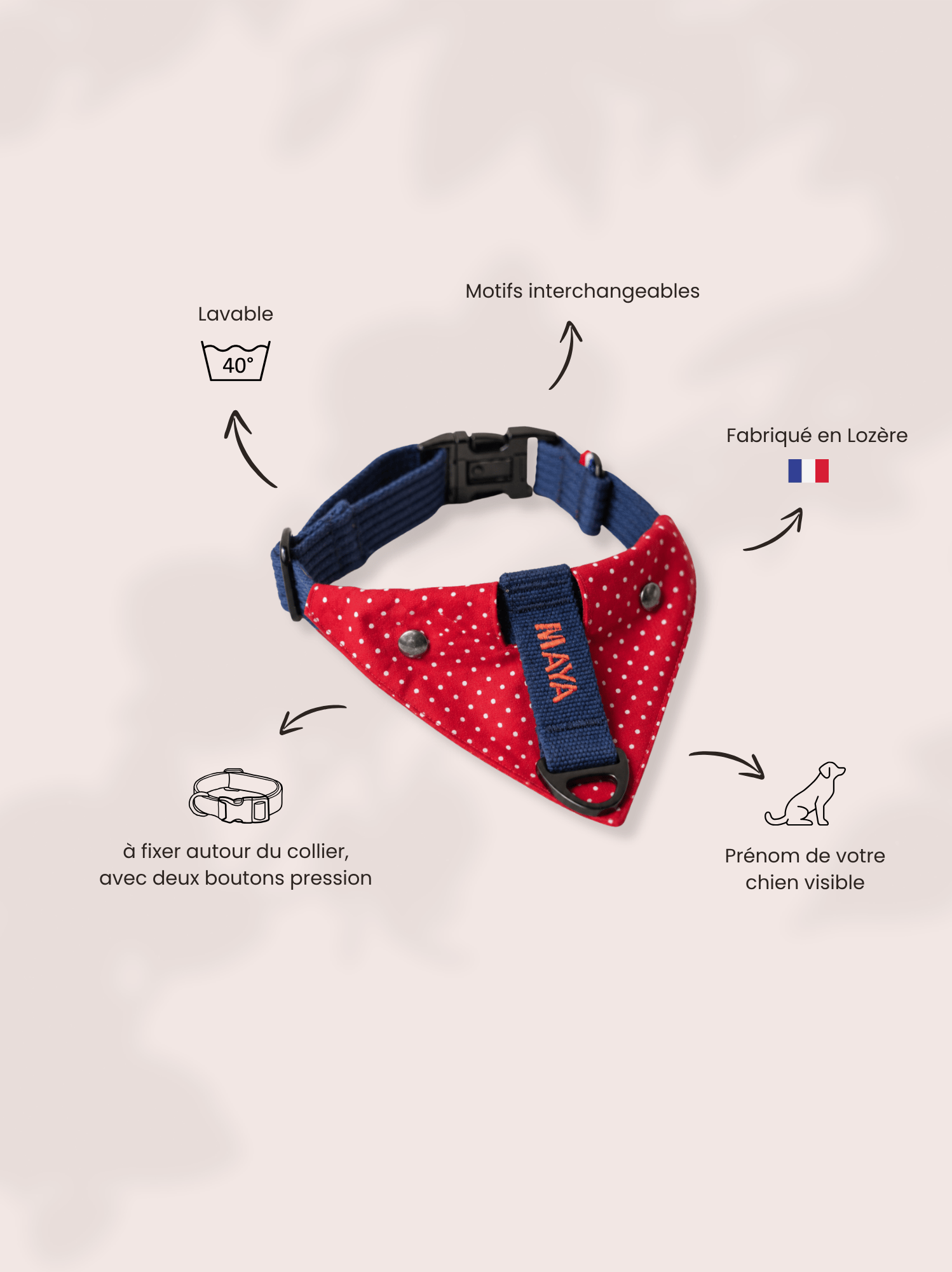 Bandana à fixer Pois rouge