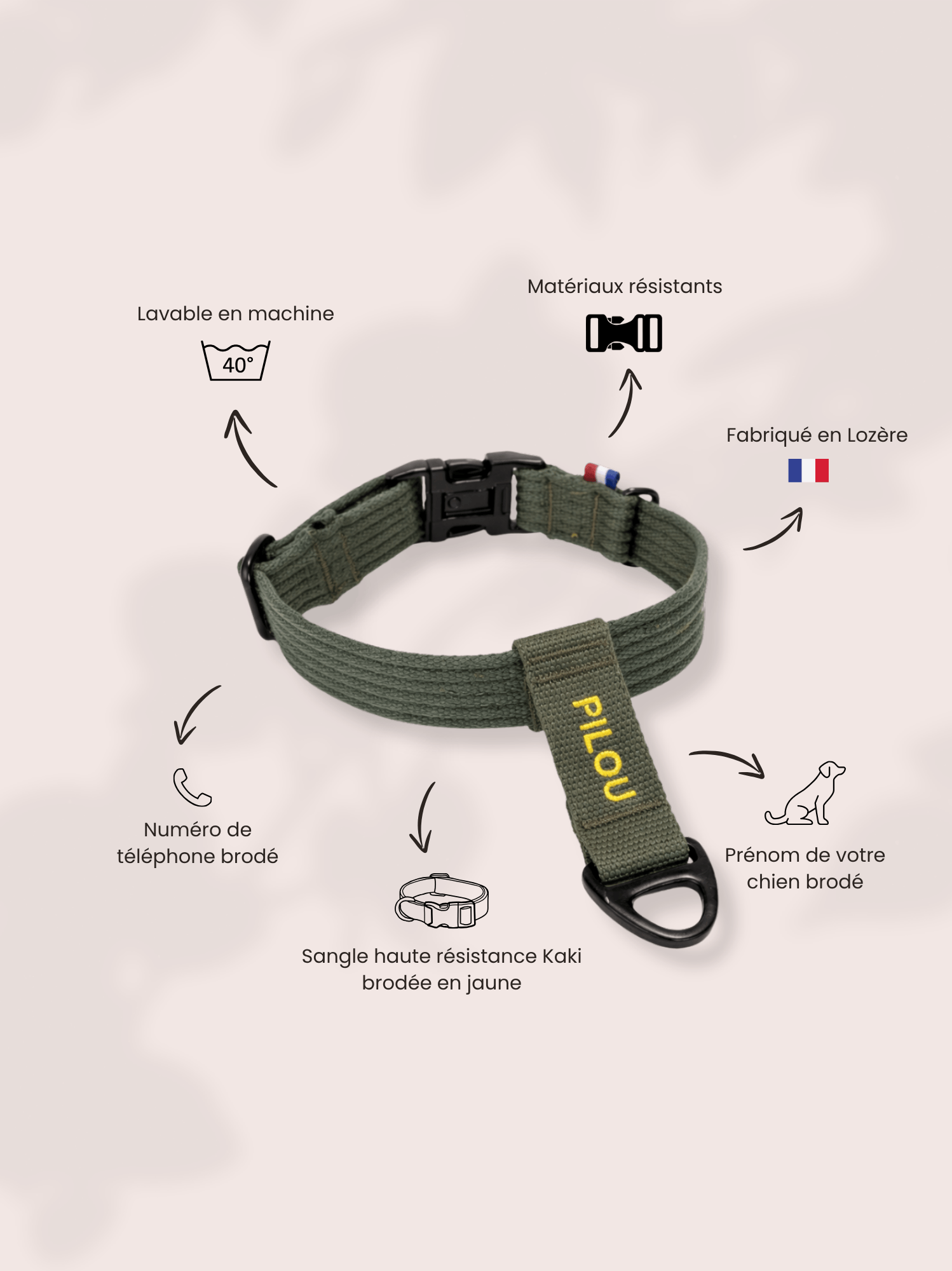 Collier signature Kaki jaune