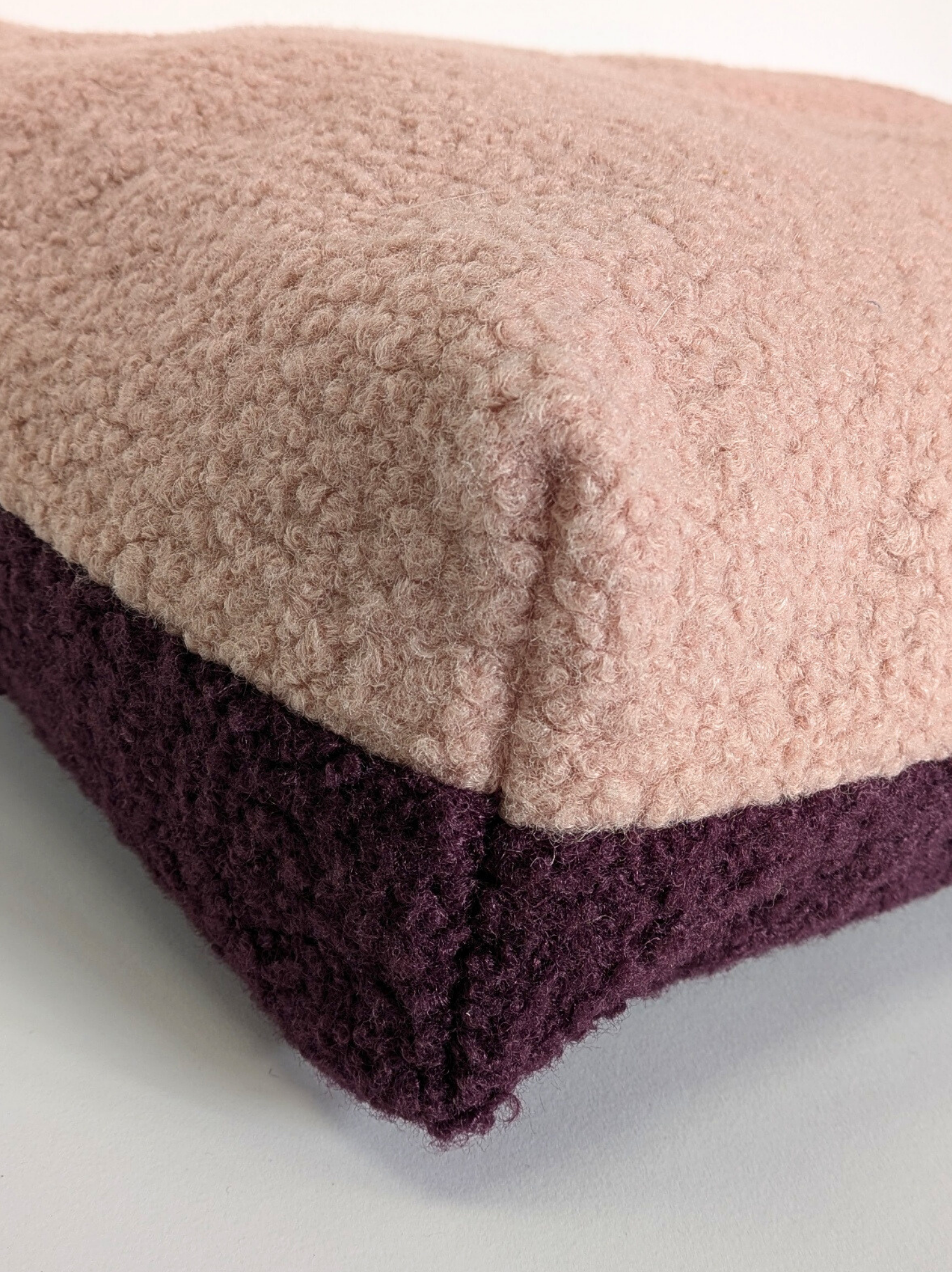 Coussin Teddy Bouclette Rose Prune