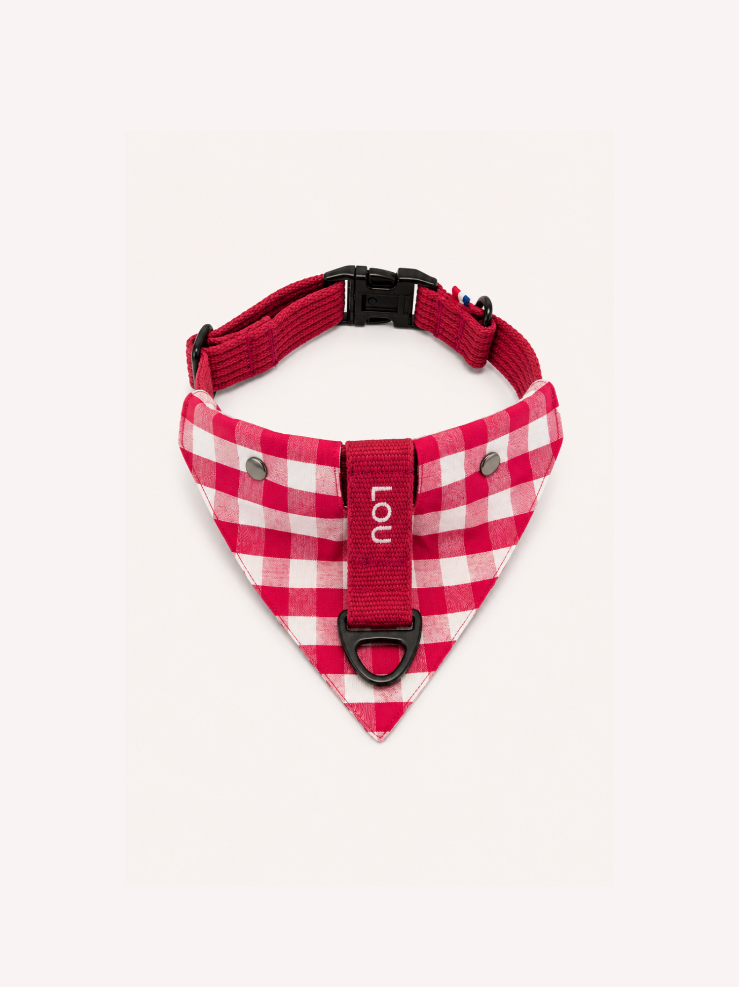 Collier Cerise rose et Bandana vichy amovible
