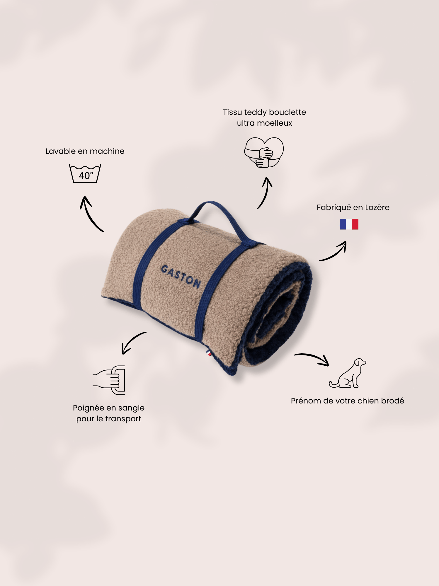 Couverture Teddy Bouclette Brun Marine